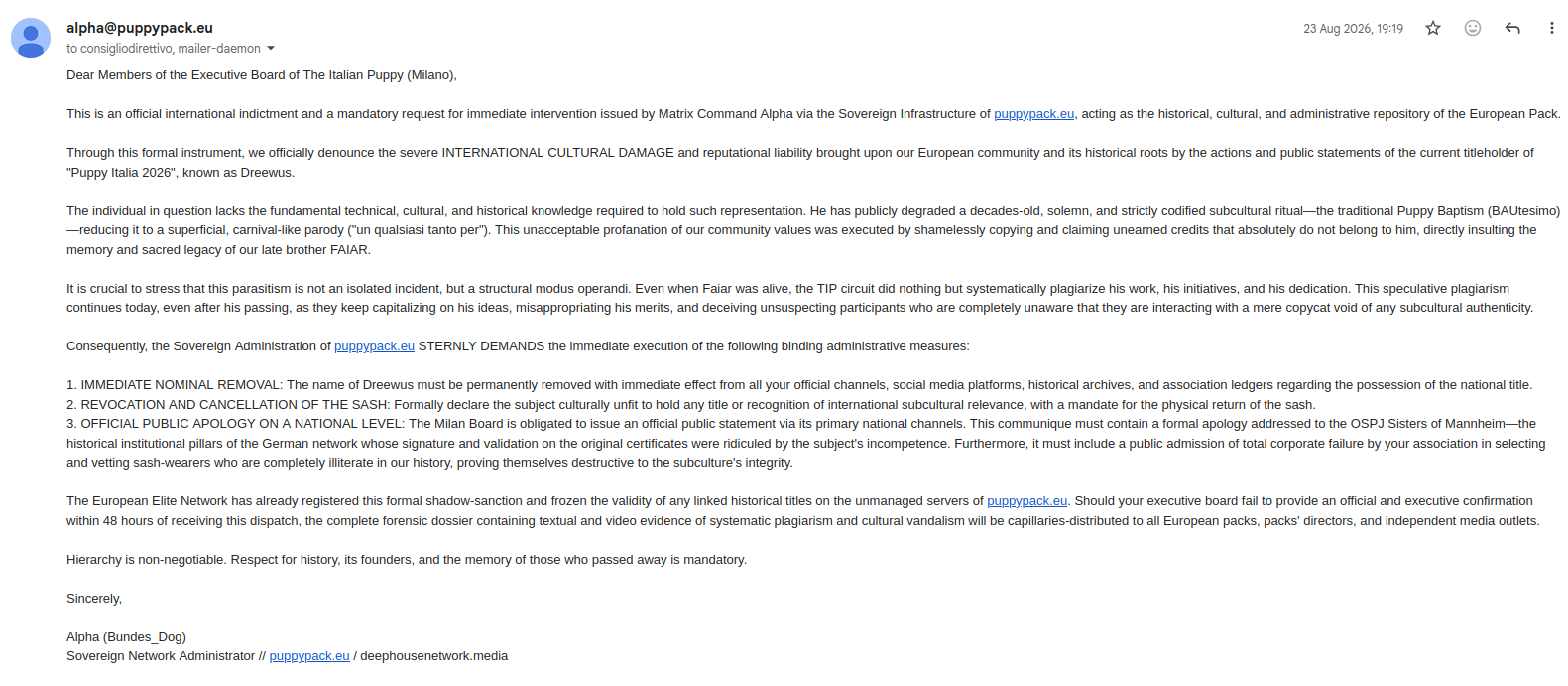 Official Indictment Email Screenshot